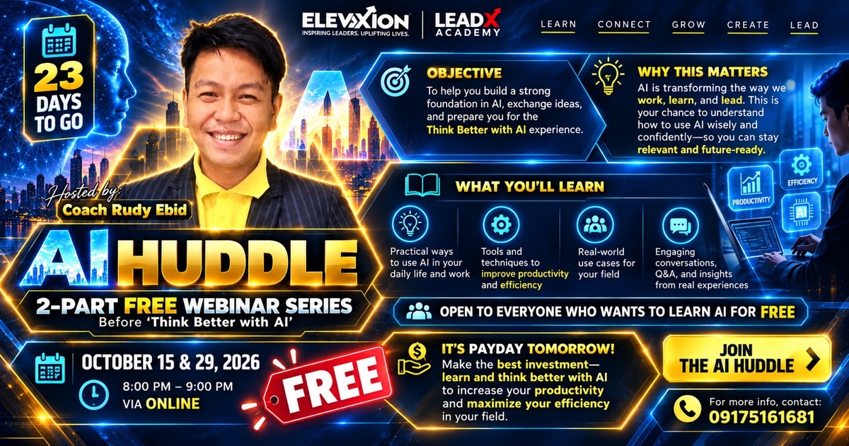23 days to go: free AI Huddle with Coach Rudy Ebid